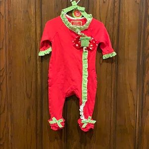 Mud Pie Santa Baby Footed Onesie 0-6 months